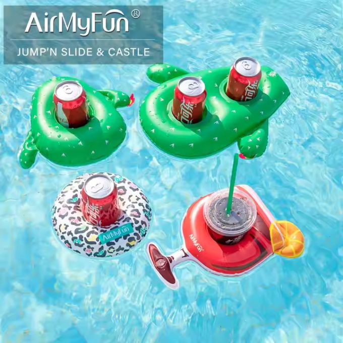 Double Hole Floating Custom Inflatable Drink Holder – Cute Cactus Design for Pool Parties