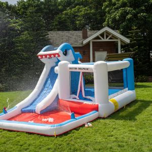 Newest and Best Price Shark Design Inflatable Jumping Castle Water Slide Bouncy House