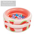 Outdoor Party Bubble Bottom Pink Watermelon Baby Water 3-Ring Inflatable Swimming Pools for Kids – Children's Pool with Ball Toys