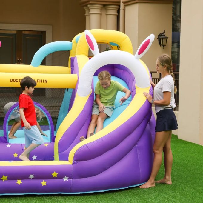 Hot Sale Space Planet and Rocket Theme Jump House Inflatable Bouncing Castle With Cambered Soft Slide Bounce House for Kids