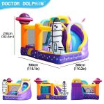 Hot Sale Space Planet and Rocket Theme Jump House Inflatable Bouncing Castle With Cambered Soft Slide Bounce House for Kids