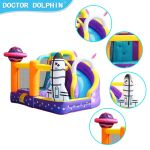 Hot Sale Space Planet and Rocket Theme Jump House Inflatable Bouncing Castle With Cambered Soft Slide Bounce House for Kids