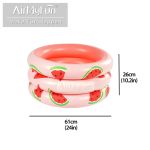 Outdoor Party Bubble Bottom Pink Watermelon Baby Water 3-Ring Inflatable Swimming Pools for Kids – Children's Pool with Ball Toys